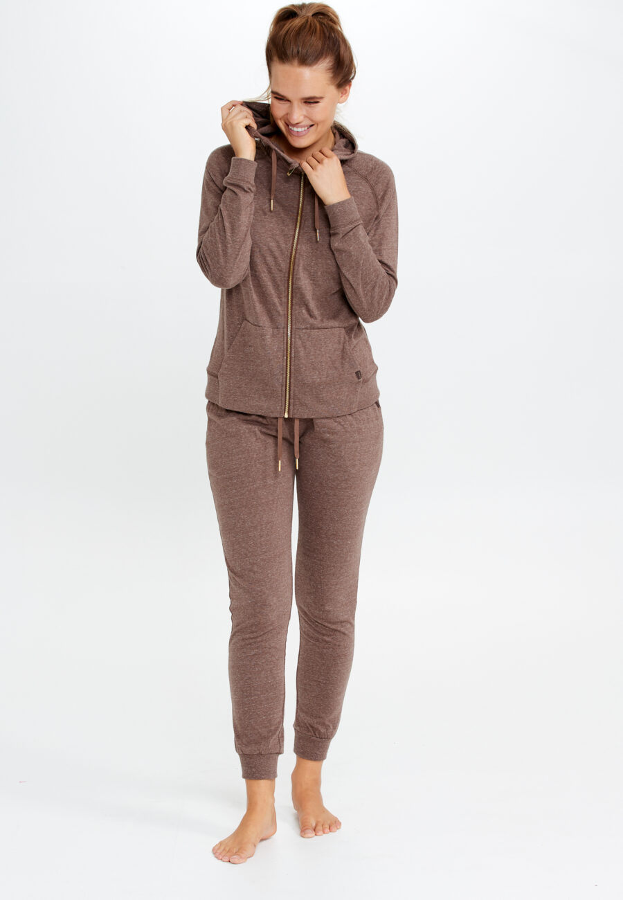 Athlecia Chestine Melange Hoodie Sweatshirt, Deep Taupe - Image 7