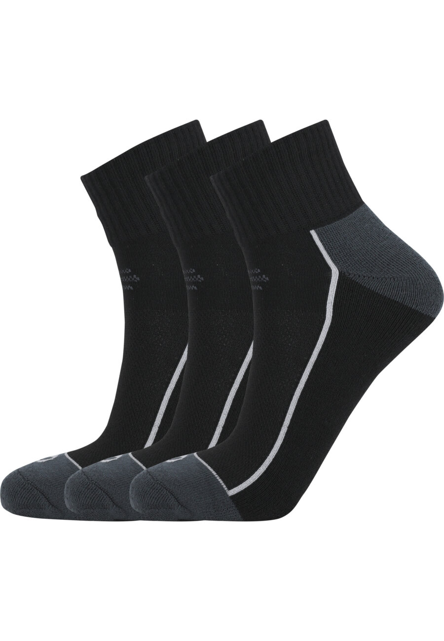 Virtus Nolly Comfortable Quarter Socks 3-Pack, Black
