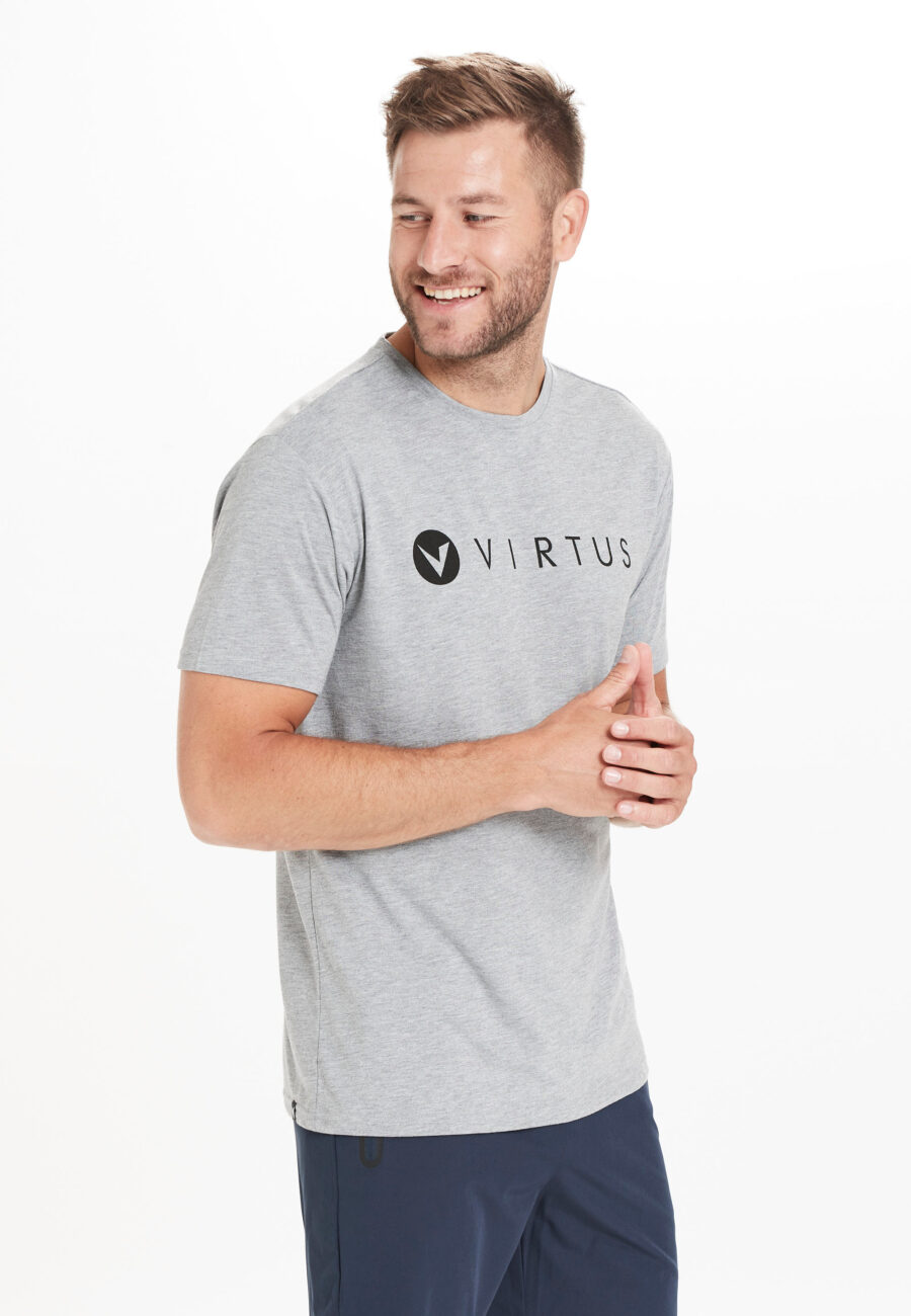 Virtus Edwardo Short Sleeve Logo T-Shirt, Mid Grey Mel.