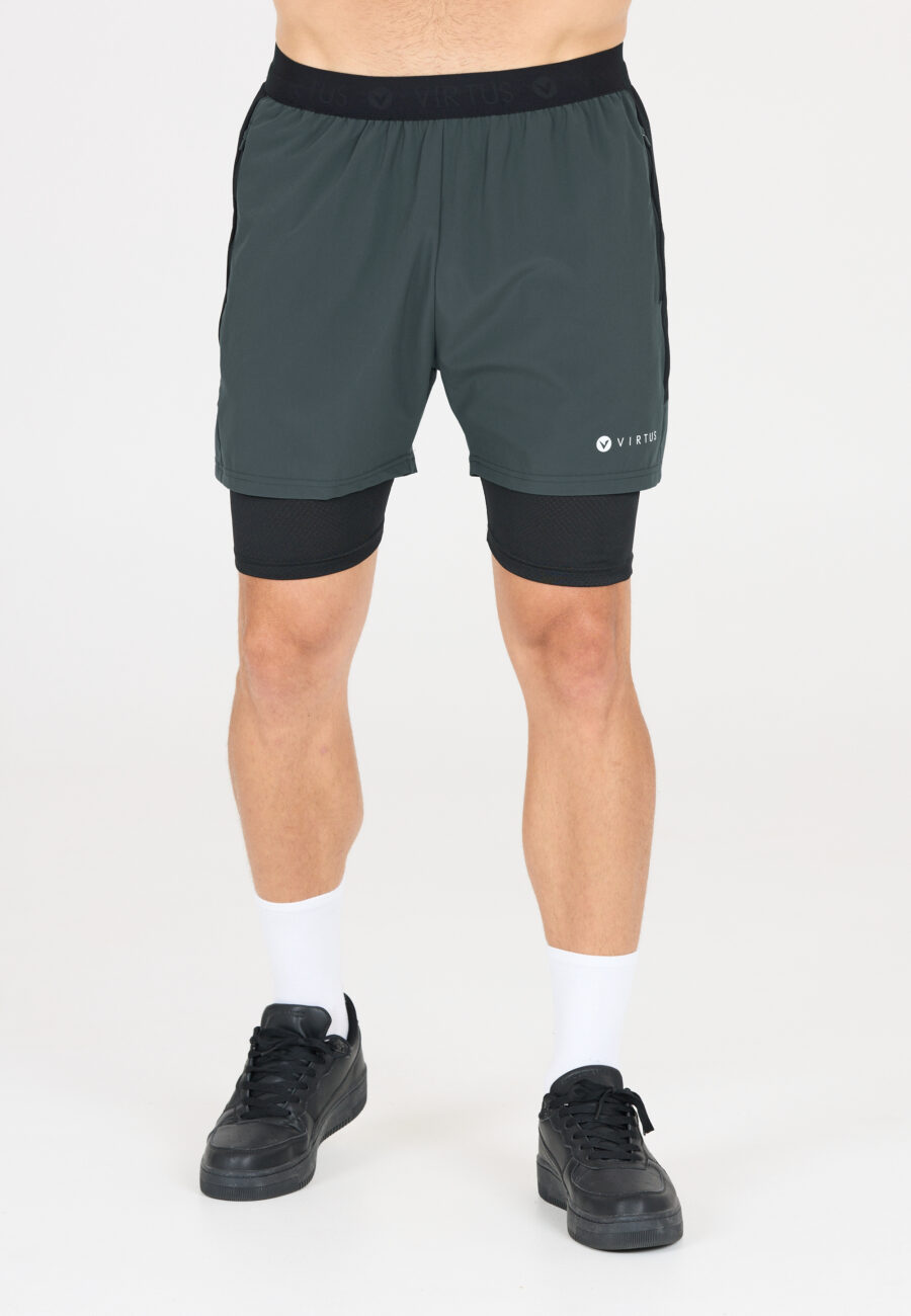 Virtus Dylan Performance 2-in-1 Stretch Shorts, Woodland Gray - Image 3