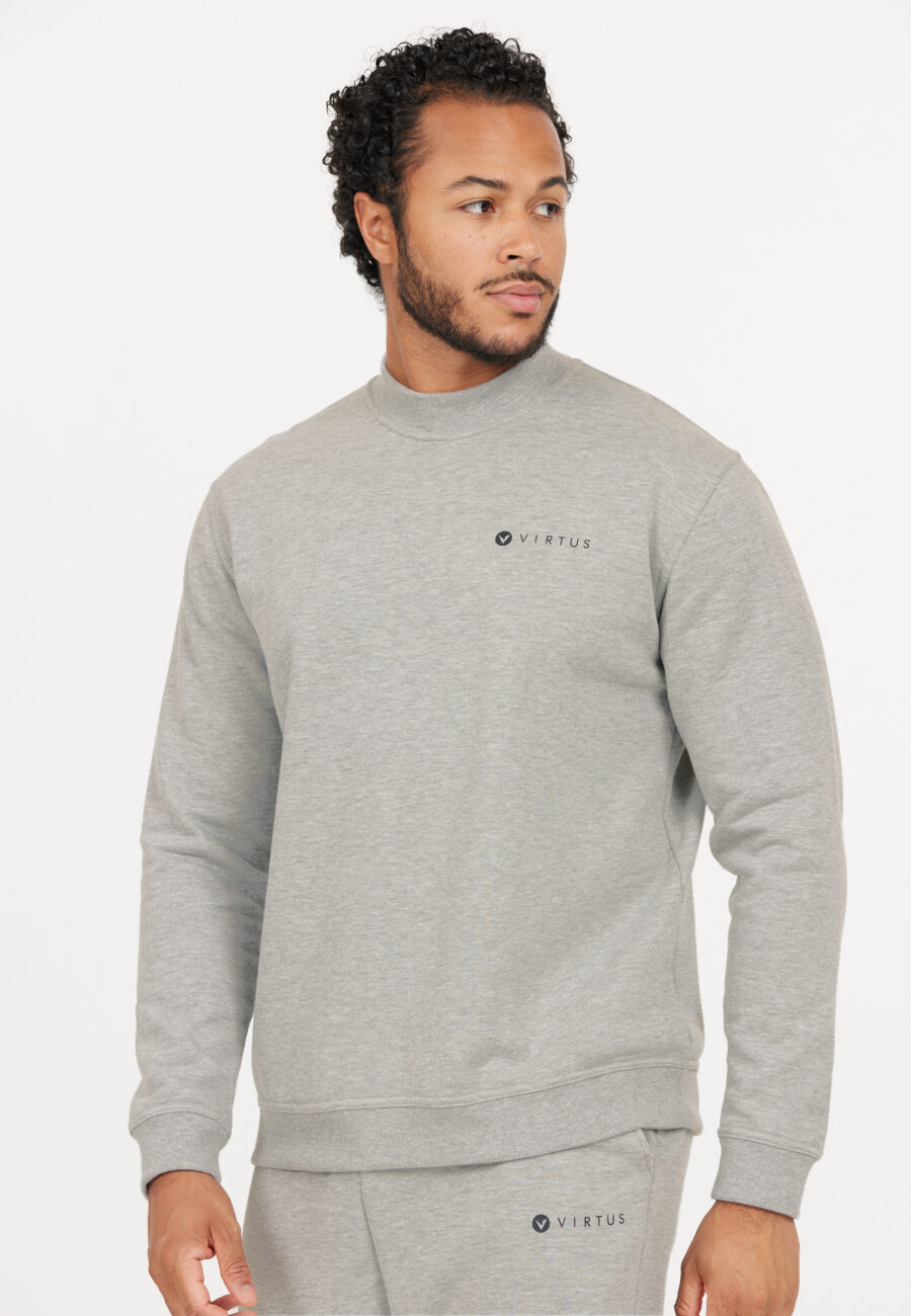 Virtus Dereck Eco-Friendly Crew Neck Sweatshirt, Light Grey Melange - Image 3