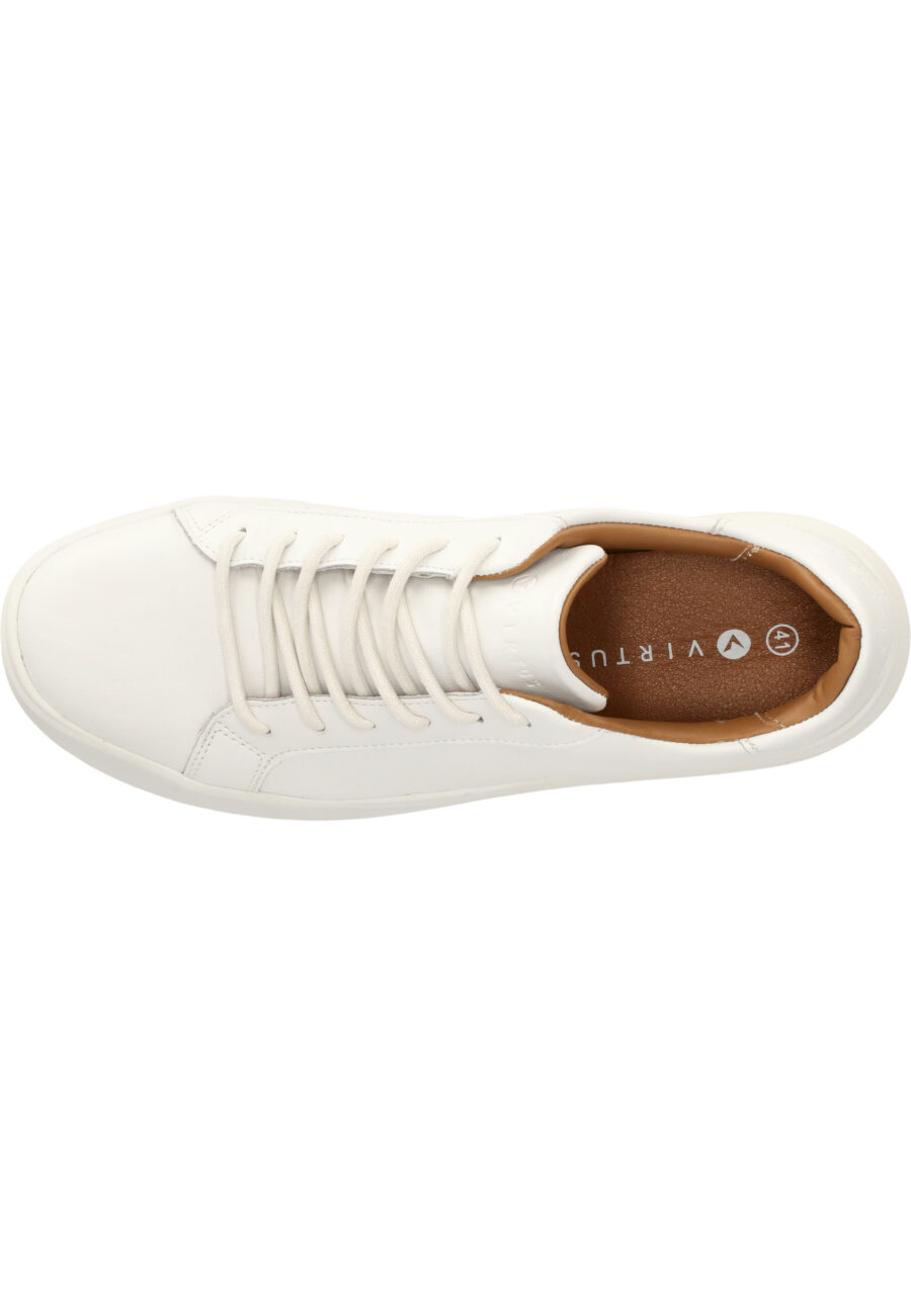 Virtus Britan Casual Leather Sneakers, White - Image 3