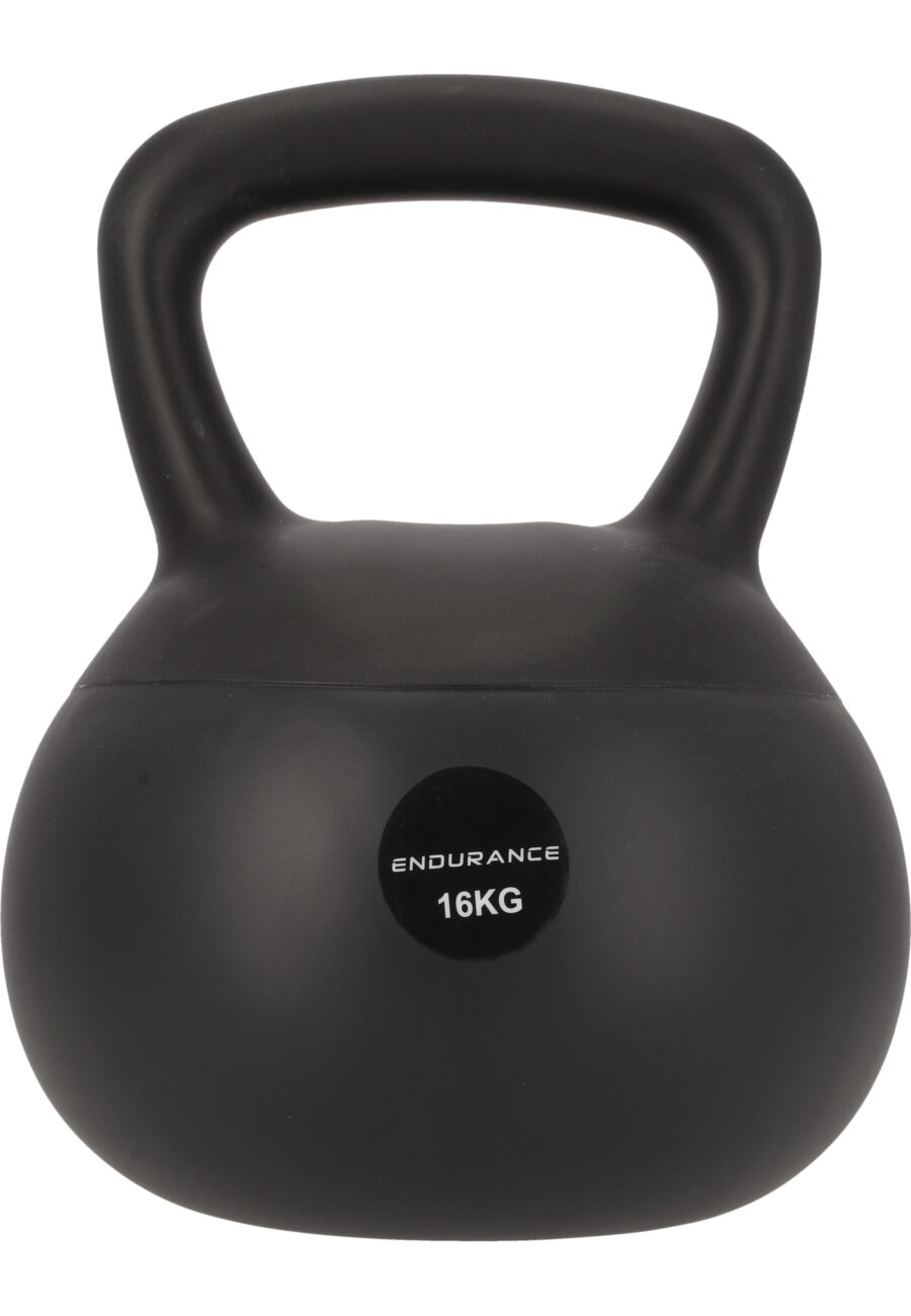 Endurance Silicone Kettlebell 16kg Fitness Equipment, Black