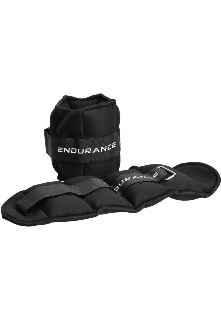 Endurance Adjustable Ankle Wrist Weights 2x1kg, Black