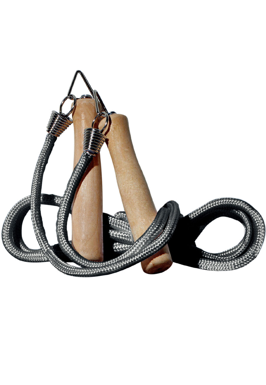 Endurance Jump Rope Classic Wooden Handles, Pearl Grey - Image 2