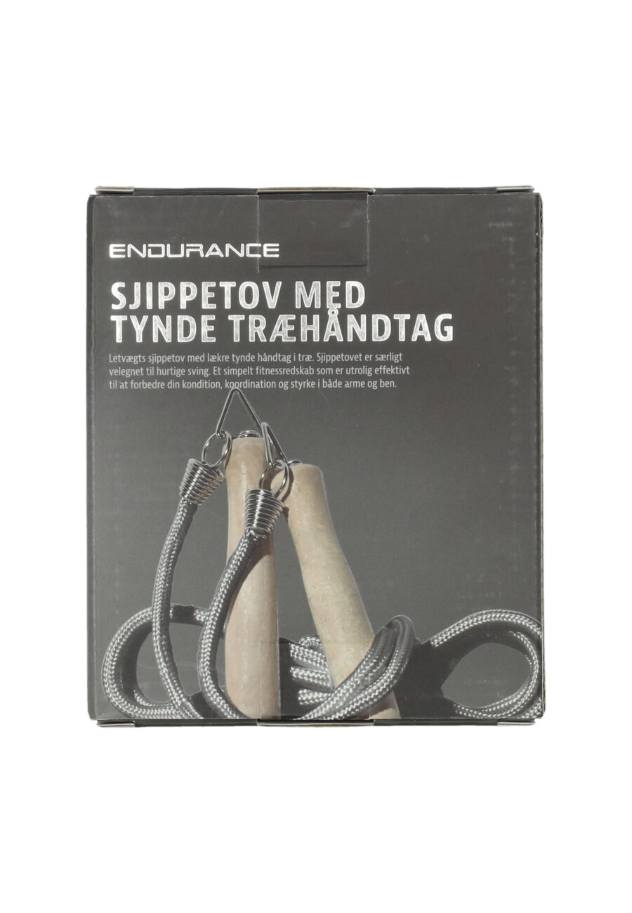 Endurance Jump Rope Classic Wooden Handles, Pearl Grey - Image 3