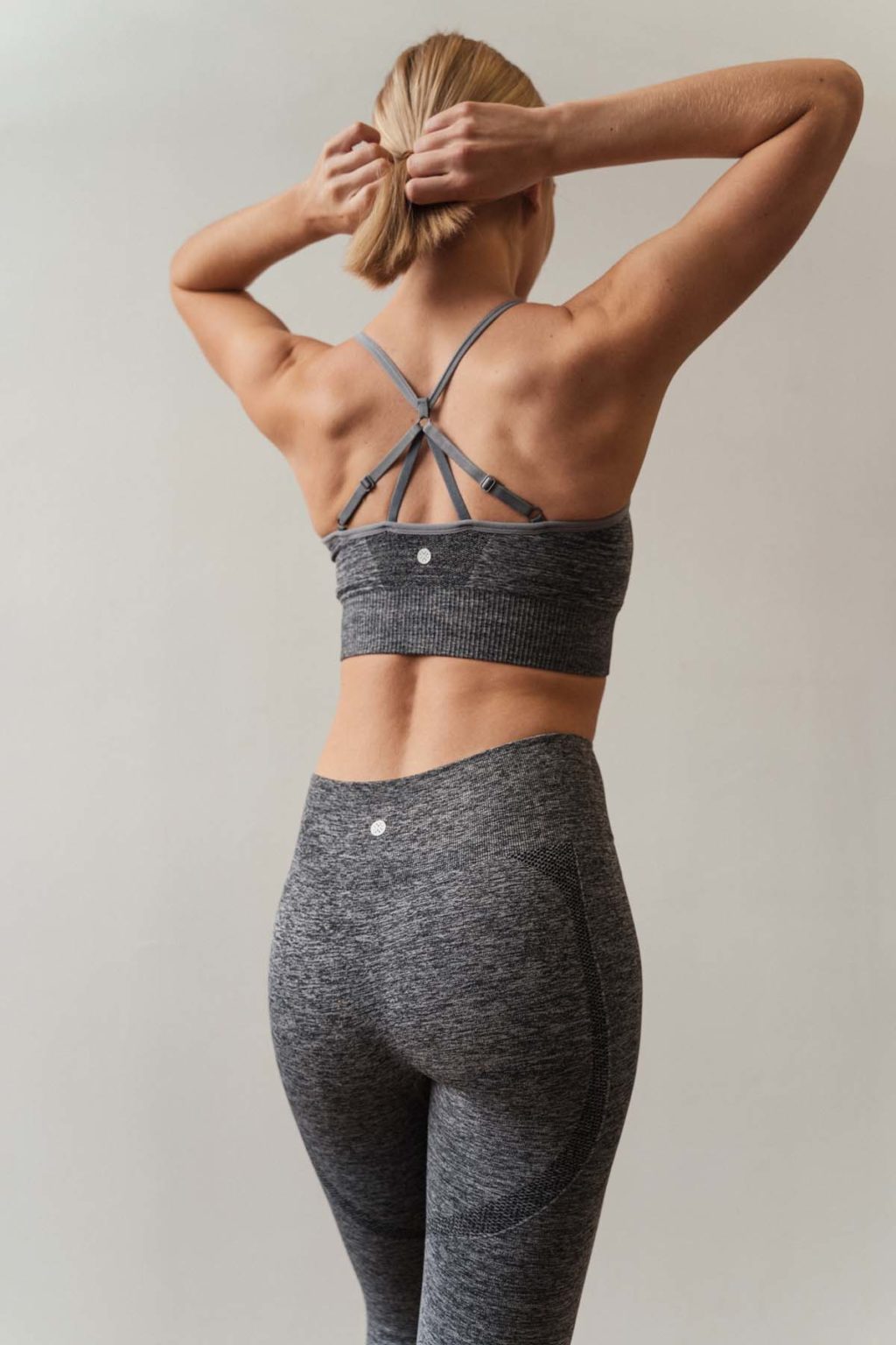Athlecia Nagar Seamless High Waist Leggings, Mid Grey Melange - Image 2