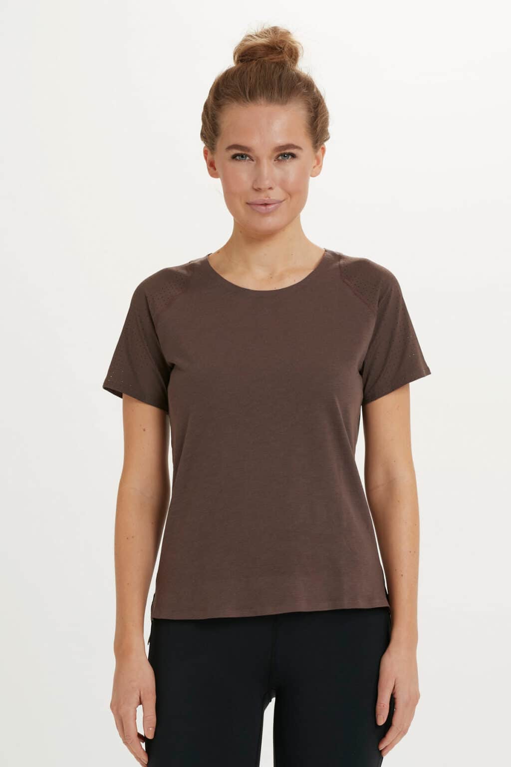 Athlecia Dakia T-Shirt w Lasercut Mesh, Bracken