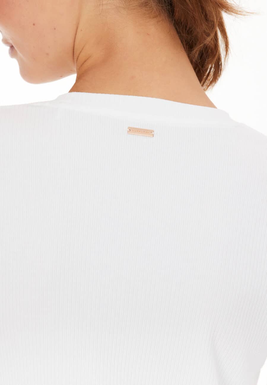 Athlecia Lankae Long Sleeved Rib Stop Pattern T-Shirt, White - Image 6