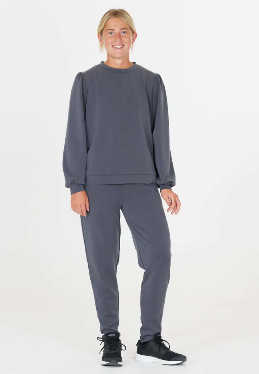 Athlecia Jillnana Balloon Sleeve Sweat, Blackened Pearl - Image 2