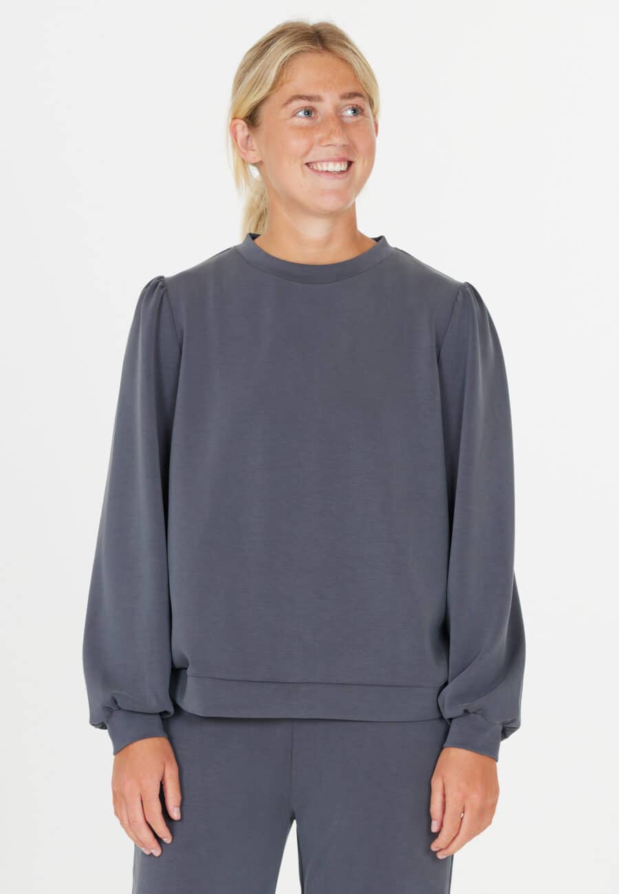 Athlecia Jillnana Balloon Sleeve Sweat, Blackened Pearl - Image 3