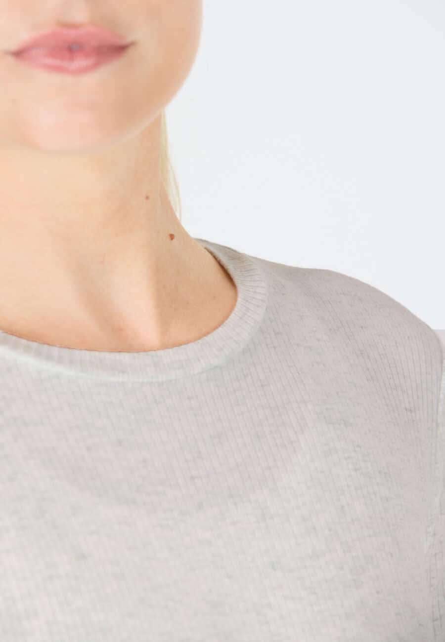 Athlecia Lankae Long Sleeved Rib Stop Pattern T-Shirt, Light Grey Melange - Image 6