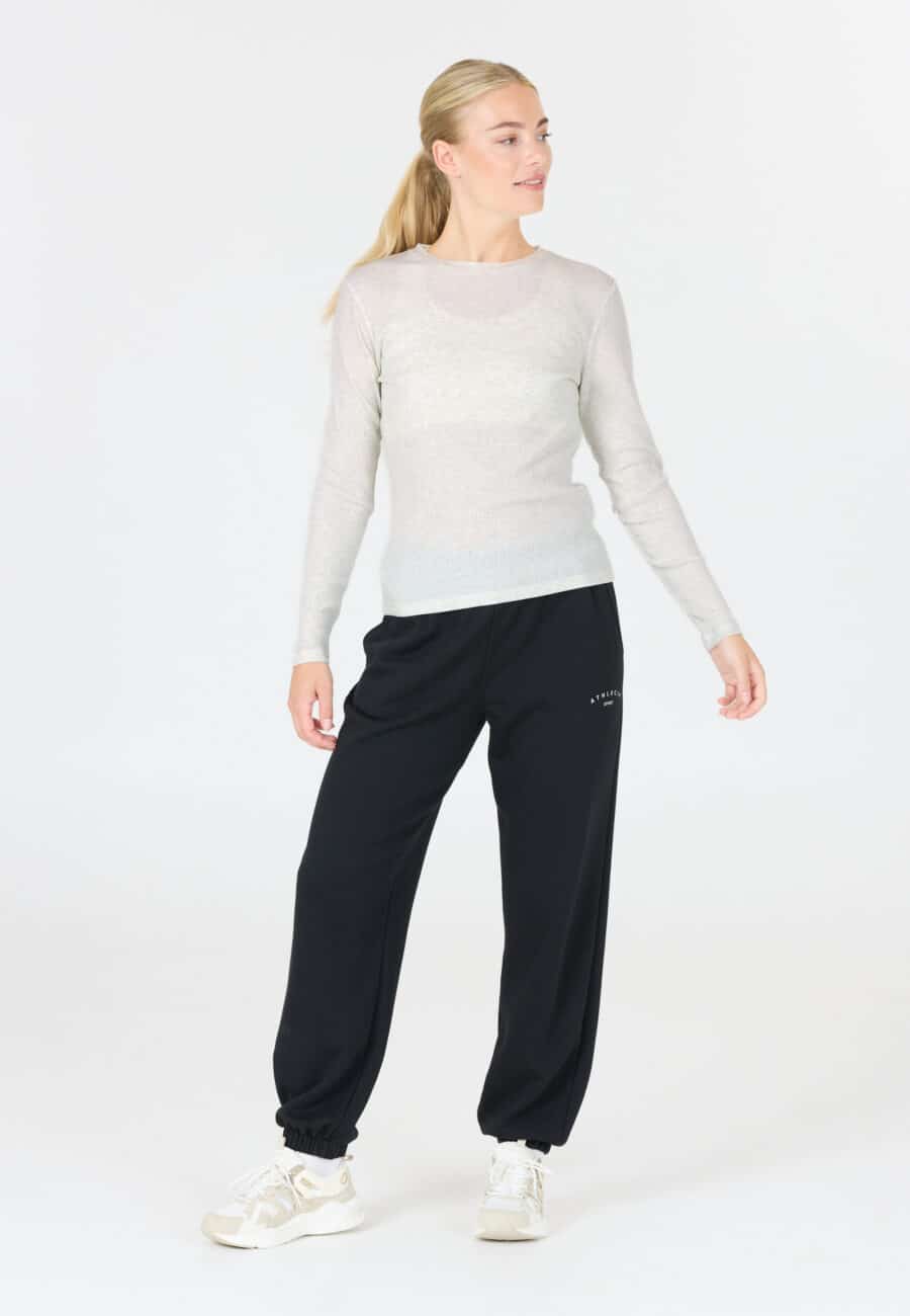 Athlecia Lankae Long Sleeved Rib Stop Pattern T-Shirt, Light Grey Melange - Image 7
