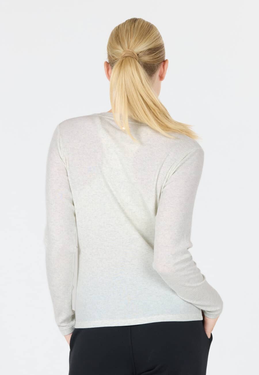 Athlecia Lankae Long Sleeved Rib Stop Pattern T-Shirt, Light Grey Melange - Image 10